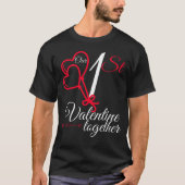 T-shirt Coeurs rouges mignons Notre première valentine ens (Devant)