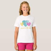 T-shirt Coeurs turquoise, rose et jaune (Devant entier)