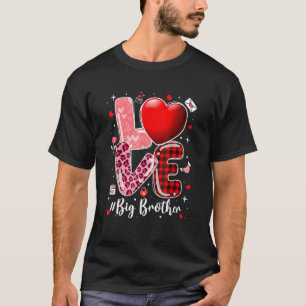 T-shirt Coeurs Valentines Day Love Big Brother Leopard Buf