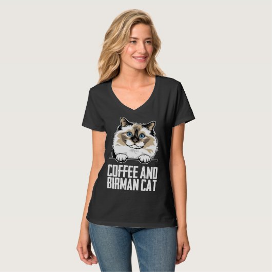 T-shirt Coffee and birman cat (Devant entier)