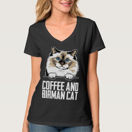 T-shirt Coffee and birman cat (Devant)
