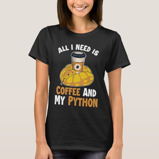 T-shirt Coffee and Python Snake Pythonidae Banana Ball Py (Devant)