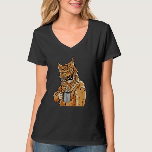 T-shirt Coffee Cat Grumpy Morning Leopard Barista Cafe (Devant)