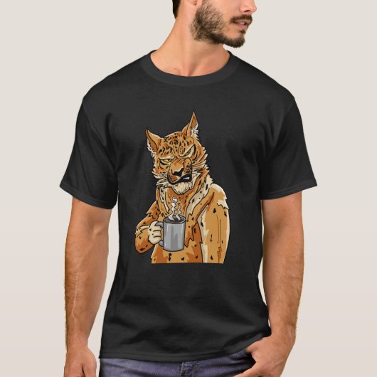 T-shirt Coffee Cat Grumpy Morning Leopard Barista Cafe (Devant)
