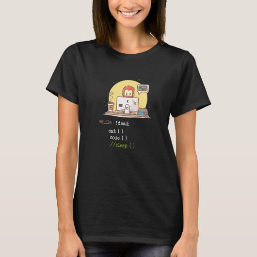 T-shirt Coffee Cat It Programme Code Programmeur Coder Com (Devant)