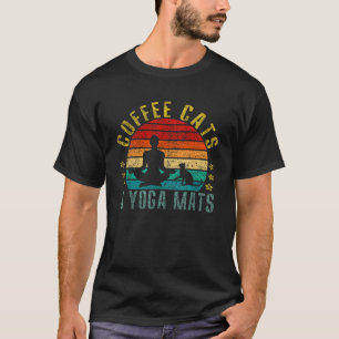 T-shirt Coffee Cats Yoga Mats Funny Retro T Shirt