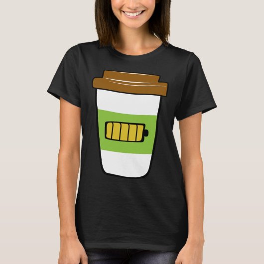 T-shirt Coffee Charging Battery Graphic Plus Size (Devant)