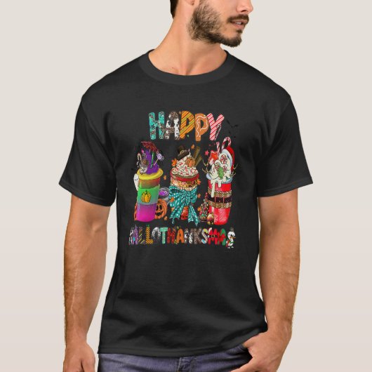 T-shirt Coffee Halloween Thanksgiving Christmas Happy Hall (Devant)