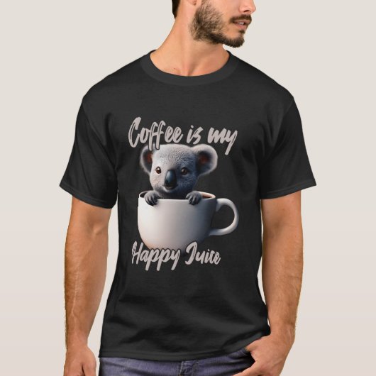 T-shirt Coffee Is My Happy Juice Koala (Devant)