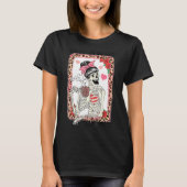 T-shirt Coffee Is My Valentine Skeleton Messy Leopard Bun  (Devant)