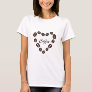 T-shirt Coffee Love Café Bean Heart Polo Chemise