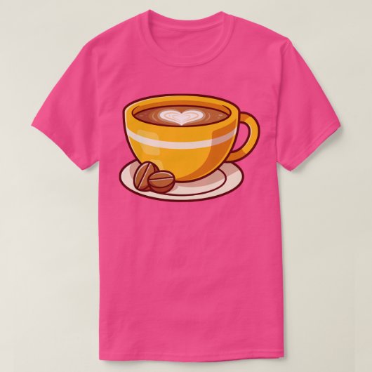 T-shirt Coffee Love Mousse Avec Haricots Cartoon (Design devant)