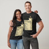 T-shirt Coffee Lover Night Funny Nutrition Facts Costume F (Unisexe)
