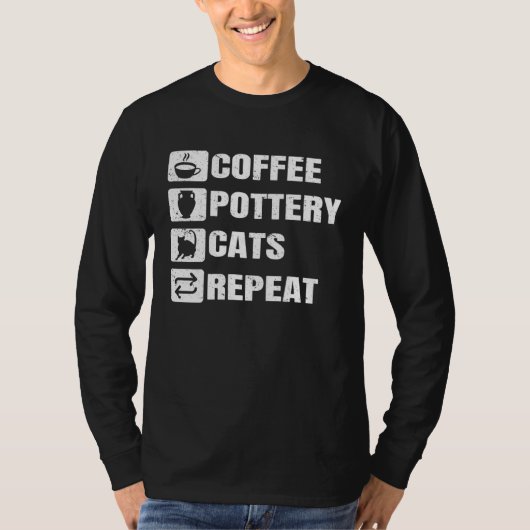 T-shirt Coffee Pottery Cats Repeat Ceramic Pottery Ceramic (Devant)