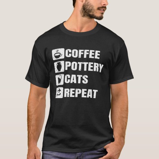 T-shirt Coffee Pottery Cats Repeat Ceramic Pottery Ceramic (Devant)