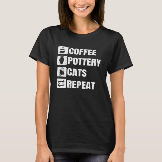 T-shirt Coffee Pottery Cats Répéter céramique Potterie cér (Devant)