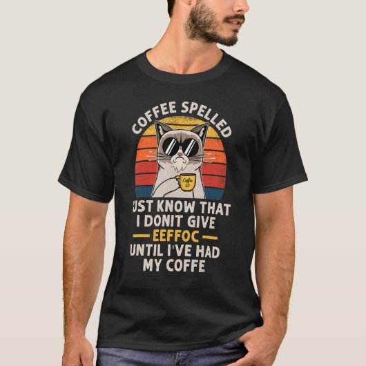 T-shirt Coffee Spelled Backwards Is Eeffoc Cats Boisson Co (Devant)