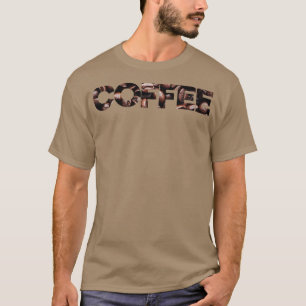 T-shirt coffee text with coffee beans texture