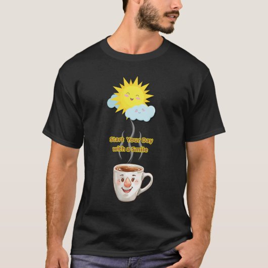 T-shirt Coffee Time – Cute Smiling Cup (Devant)