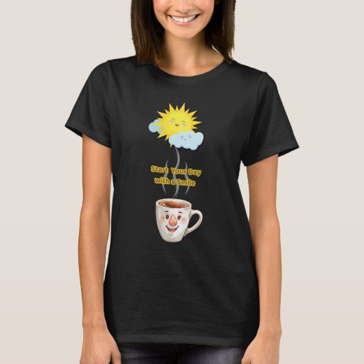 T-shirt Coffee Time – Cute Smiling Cup (Devant)