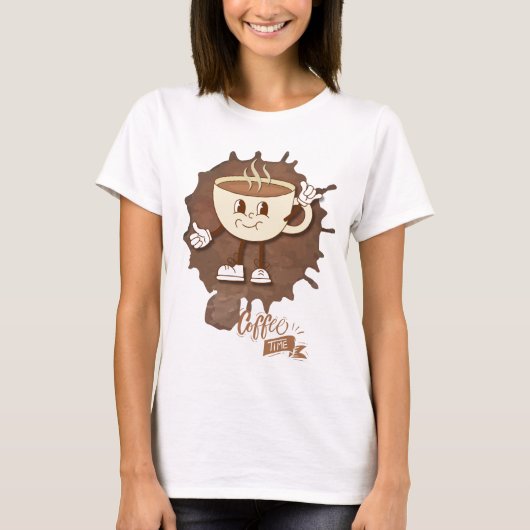 T-shirt **Coffee Time – Cute Smiling Cup Steam  (Devant)