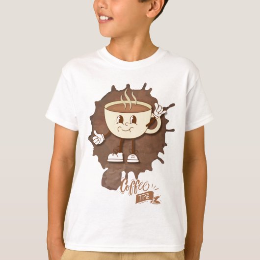 T-shirt **Coffee Time – Cute Smiling Cup Steam  (Devant)