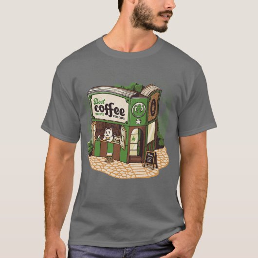 T-shirt Coffeeshop Cats Librairie par Tobe Fonseca (Devant)