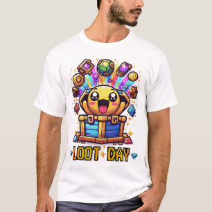 T-shirt Coffre au trésor graphique de jeu du jour de butin