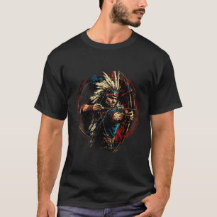 T-shirt Coiffe à plumes de flèche d'arc amérindien Indien