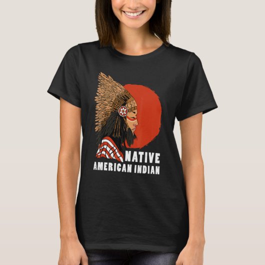 T-shirt Coiffe Indigène Indienne Amérindienne (Devant)