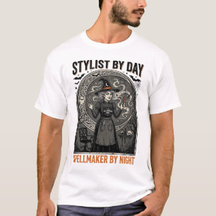 T-shirt Coiffeur Halloween Sorcière Salon Vintage Magie De