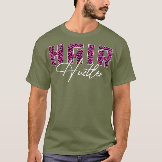 T-shirt Coiffeur Hustler Léopard Rose Funny Coiffeur (Devant)