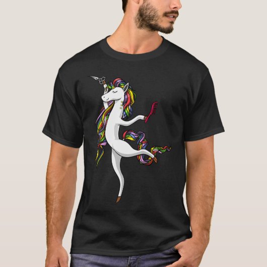 T-shirt Coiffeur Licorne Coiffeuse (Devant)
