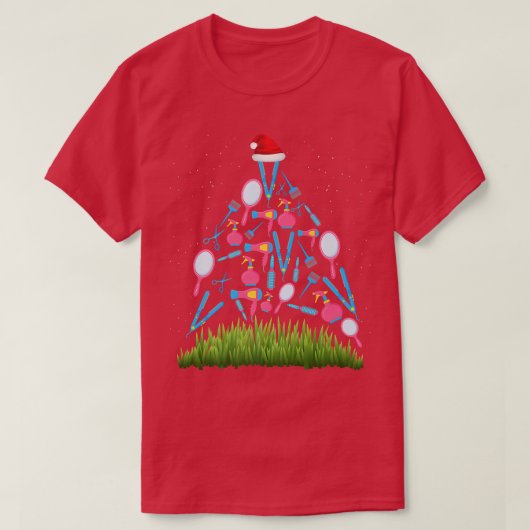T-shirt Coiffeur Noël Arbre drôle Coiffeur Noël (Design devant)