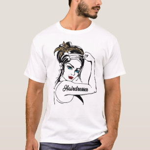 T-shirt Coiffeur Rosie Le Riveter Leopard Cheetah