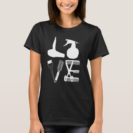 T-shirt Coiffeuse Aimer Sèche-cheveux Ciseaux Barber Cheve (Devant)