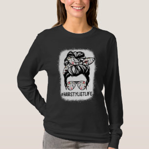 T-shirt Coiffeuse blanchie Vie Maman Leopard Messy Bun Mo
