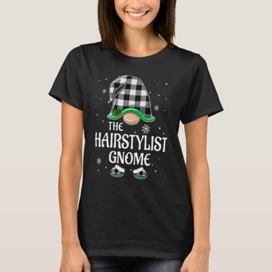 T-shirt Coiffeuse Gnome Buffalo Plaid Christmas Matching (Devant)