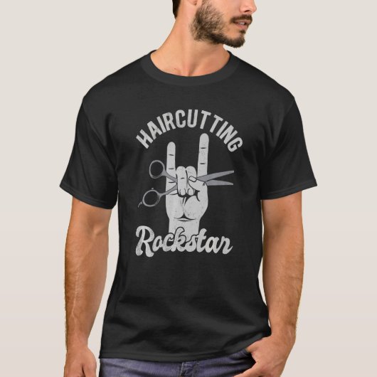 T-shirt Coiffeuse rockstar, ciseaux de coiffeur amusants, (Devant)