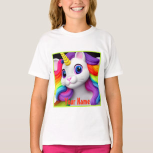 T-shirt Coiffure en arc-en-ciel coloré Caticorn Kitty T-Sh