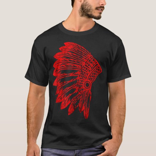 T-shirt Coiffure en plume amérindienne Indian Chief Tri (Devant)