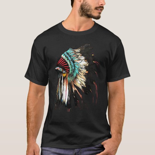 T-shirt Coiffure en plume Coiffure indienne amérindienne (Devant)