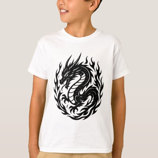 T-shirt Coiled Fire Dragon Tattoo Style (Devant)