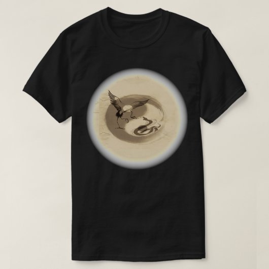 T-shirt Coin serpent contre grue yin yang (Design devant)