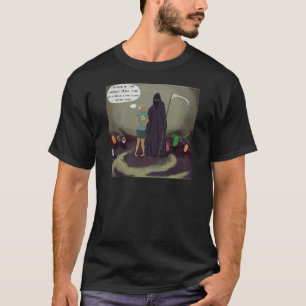 T-shirt Coincé au milieu avec le Grim Reaper drôle