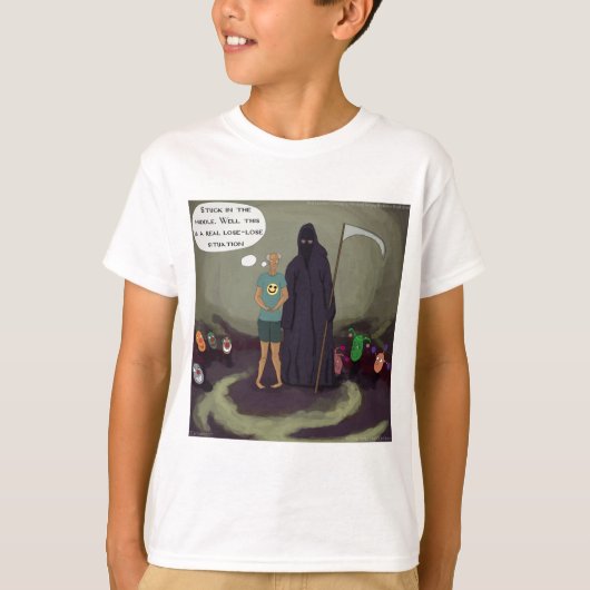 T-shirt Coincé Au Milieu De La Faucheuse Grave (Devant)