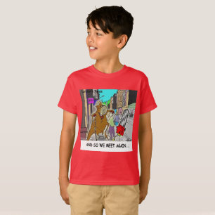 T-shirt Coincé: tronçonneuse contre arbre bande dessinée d