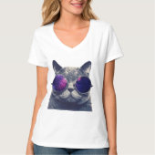 T-shirt col en V +Canvas décontracté pour femmes (Devant)