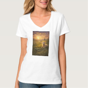 T-shirt col en V pour femmes agneau chrétien Psaum