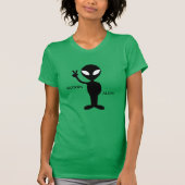 T-shirt Col en v pour femmes avec logo Alien Wonbn, vert (Devant)
